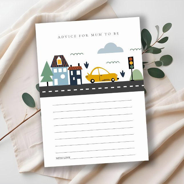 Cute City Urban Vehicle Advice For Mum Baby Shower Enclosure Card (Creator Uploaded)