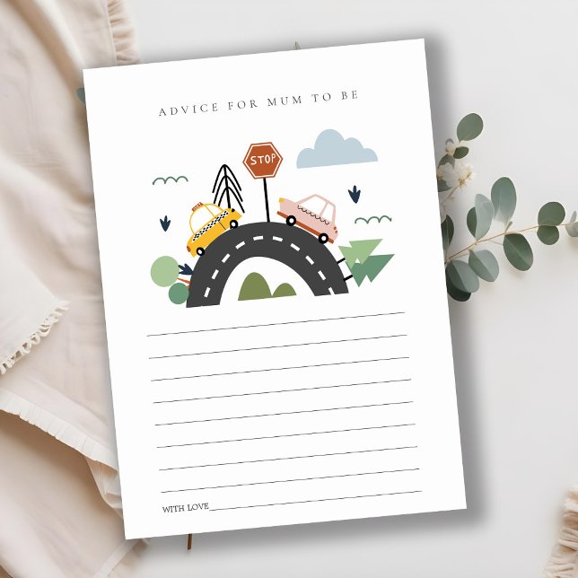 Cute City Urban Vehicle Advice For Mum Baby Shower Enclosure Card (Creator Uploaded)