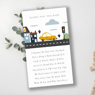 Cute City Urban Vehicle Books For Baby Shower Enclosure Card