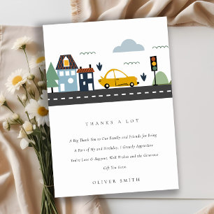 Cute City Urban Vehicle Cars Road Any Age Birthday Thank You Card