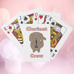 Cute Clarinet Crew Brown Puppy Cartoon Dog Playing Cards