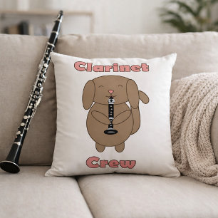 Cute Clarinet Crew Brown Puppy Dog Musician Cushion