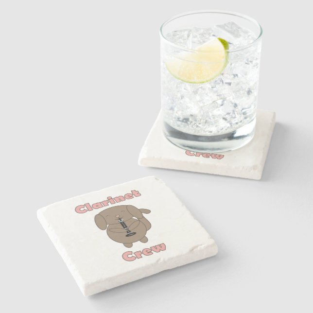 Cute Clarinet Crew Puppy Dog Stone Coaster (Side)