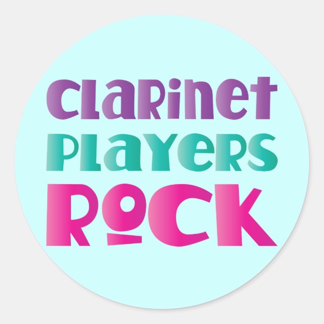 Cute Clarinet Players Rock Music Gift Classic Round Sticker (Front)