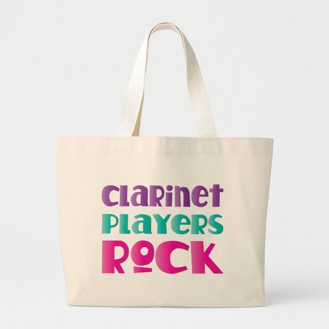 Cute Clarinet Players Rock Music Gift Large Tote Bag (Front)