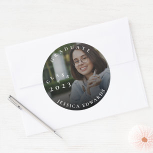 Cute Class Of 2023 Photo Graduation Announcement  Classic Round Sticker