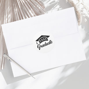 Cute Class of Black Graduation Cap Classic Round Sticker