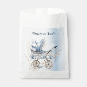Cute Classic Baby Stroller Blue Floral Beautiful Favour Bag