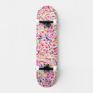 Cute classic colourful flowers pattern All-Over-Pr Skateboard
