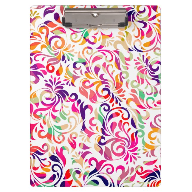 Cute classic colourful flowers pattern clipboard (Front)
