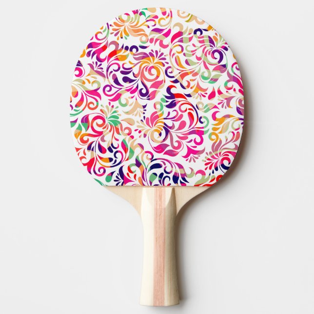 Cute classic colourful flowers pattern ping pong paddle (Front)
