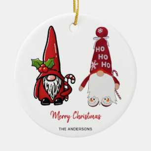 Cute Classic Gnomes Custom Christmas Ceramic Ornament