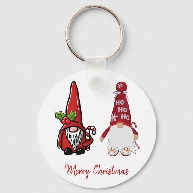 Cute Classic  Gnomes Custom Christmas Key Ring (Front)