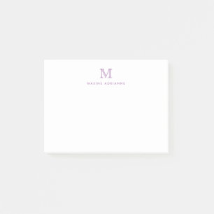 Cute Classic Modern Simple Purple Monogram Initial Post-it Notes