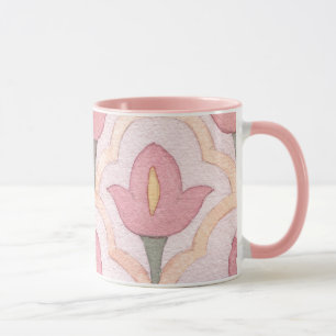 Cute Classic Moroccan with tulip Tile pattern pink Mug