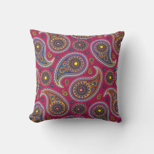 Cute Classic Paisley Red Navy Blue Yellow  Cushion