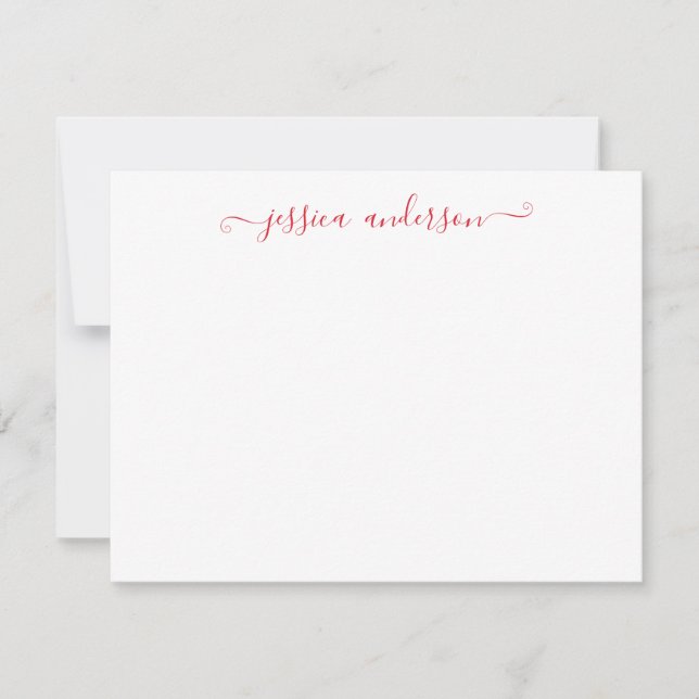 Cute Classic Preppy Modern Girly Maroon Red Script Card (Front)