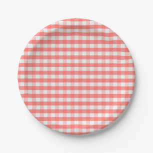 Cute Classic Red Gingham Pattern Paper Plate