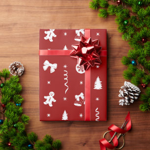 Cute Classic Red & White Gingerbread Christmas Wrapping Paper