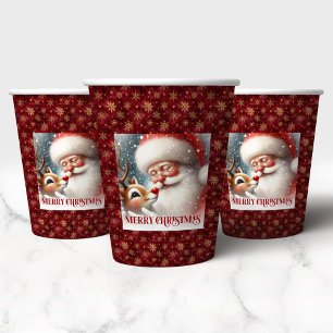 Cute Classic Santa Rudolph Funny Holiday Party Cup