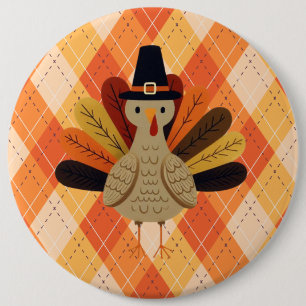 Cute, classic/vintage Thanksgiving Turkey 6 Cm Round Badge