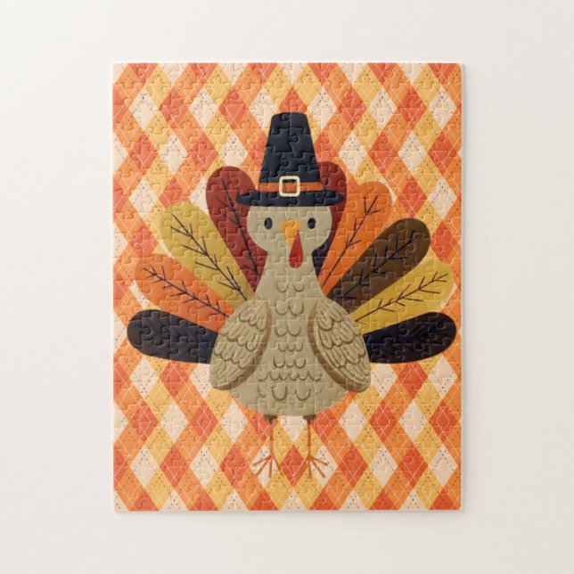 Cute, classic/vintage Thanksgiving Turkey Jigsaw Puzzle (Vertical)