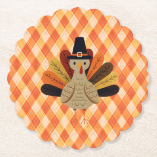 Cute, classic/vintage Thanksgiving Turkey Paper Coaster