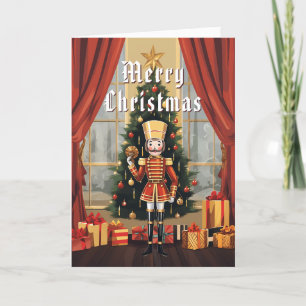 Cute Classic Wooden Nutcracker Custom Christmas Holiday Card