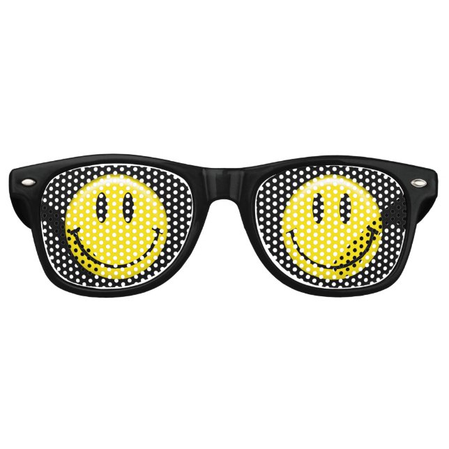 Cute Classic Yellow Smiling Face Retro Sunglasses (Front)