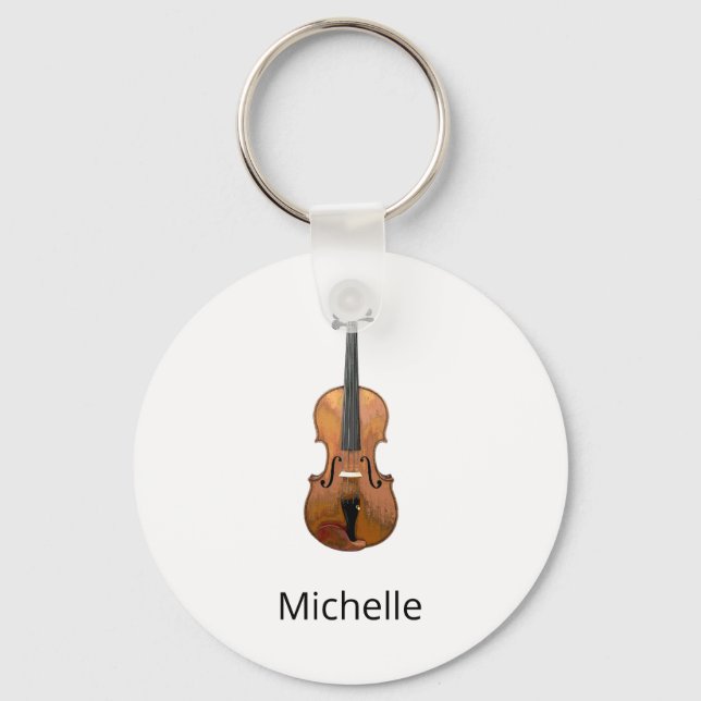 Cute Classical Music Violin Personalised Key Ring (Front)