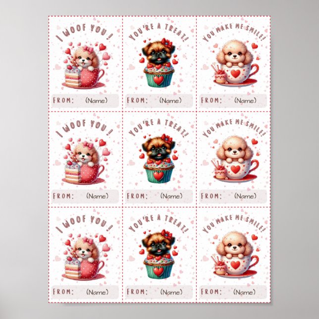 Cute Classroom Valentine Card Printable for Kids Poster (Front)