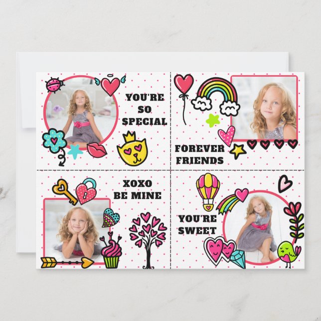 Cute Classroom Valentine's Day Custom Photo Cards (Front)