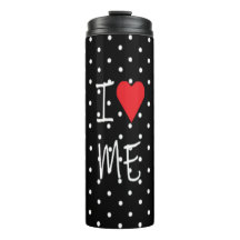 Cute Classy Black White Polka Dot Red Heart Love