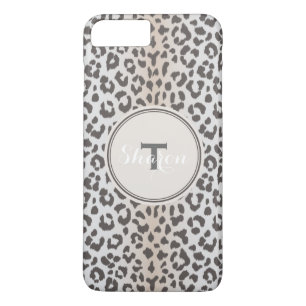 Cute classy brown beige cheetah print monogram iPhone 8 plus/7 plus case