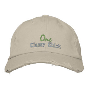 Cute Classy Chick Quote Rustic Stone Beige Purple Embroidered Hat