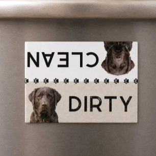 Cute Clean Dirty Chocolate Lab Dishwasher Reminder Magnet