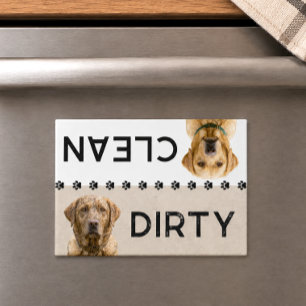 Cute Clean Dirty Yellow Lab Dishwasher Reminder Magnet