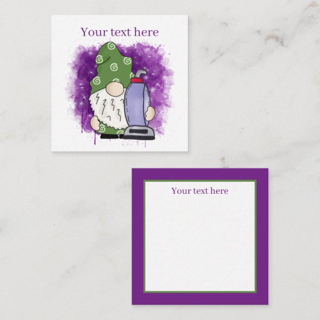 cute cleaning business add text gnome  card (Front/Back)