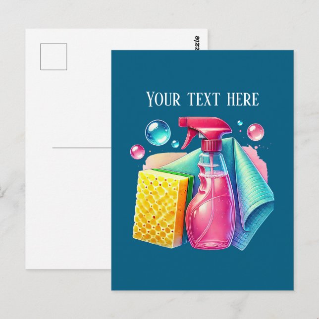 Cute cleaning business customizable postcard (Front/Back)