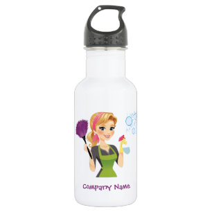 Cute Cleaning Cartoon Housekeeping Maid Service 532 Ml Water Bottle