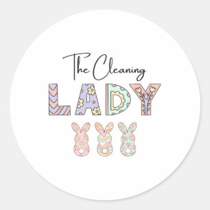 Cute Cleaning Lady - Easter Classic Round Sticker