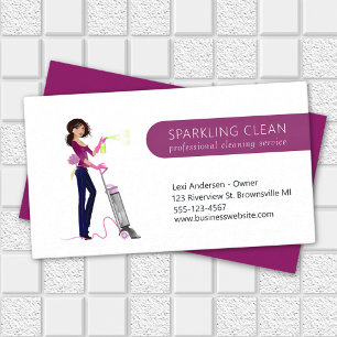 Cute Cleaning Maid Vacuum House Clean Service Business Card