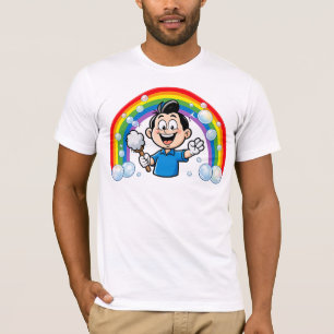 Cute Cleaning Mascot Rainbow Cartoon Design Art T-Shirt