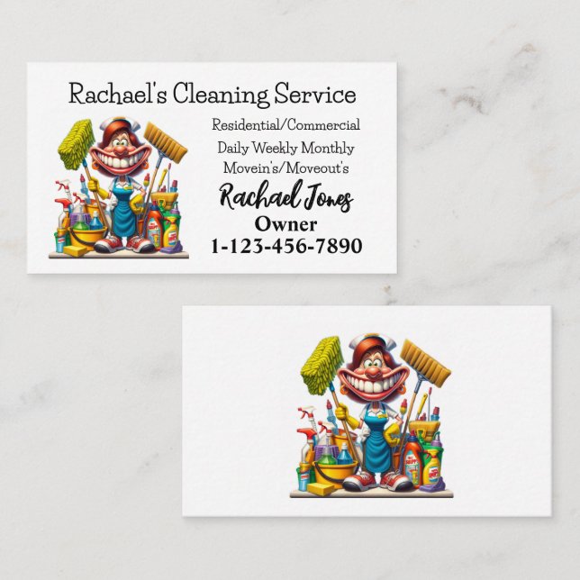 Cute Cleaning Service Business Card (Front/Back)