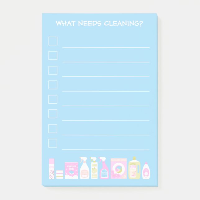 Cute Cleaning To Do List Post-It Notes (Front)