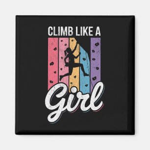 Cute Climb Like A Girl Cool Free Climbing Lovers _ Magnet