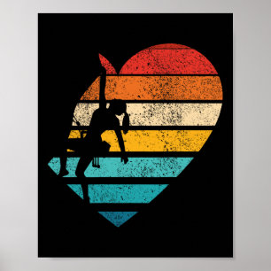 Cute Climbing Female Design Retro Heart Shape Vint Poster