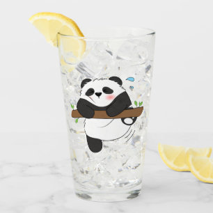 Cute Climbing Panda Double Side Front Back Glass