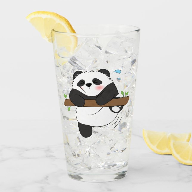 Cute Climbing Panda Double Side Front Back Glass (Front Ice)