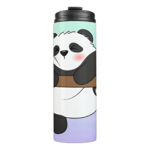 Cute Climbing Panda Double Side Front Back Thermal Tumbler